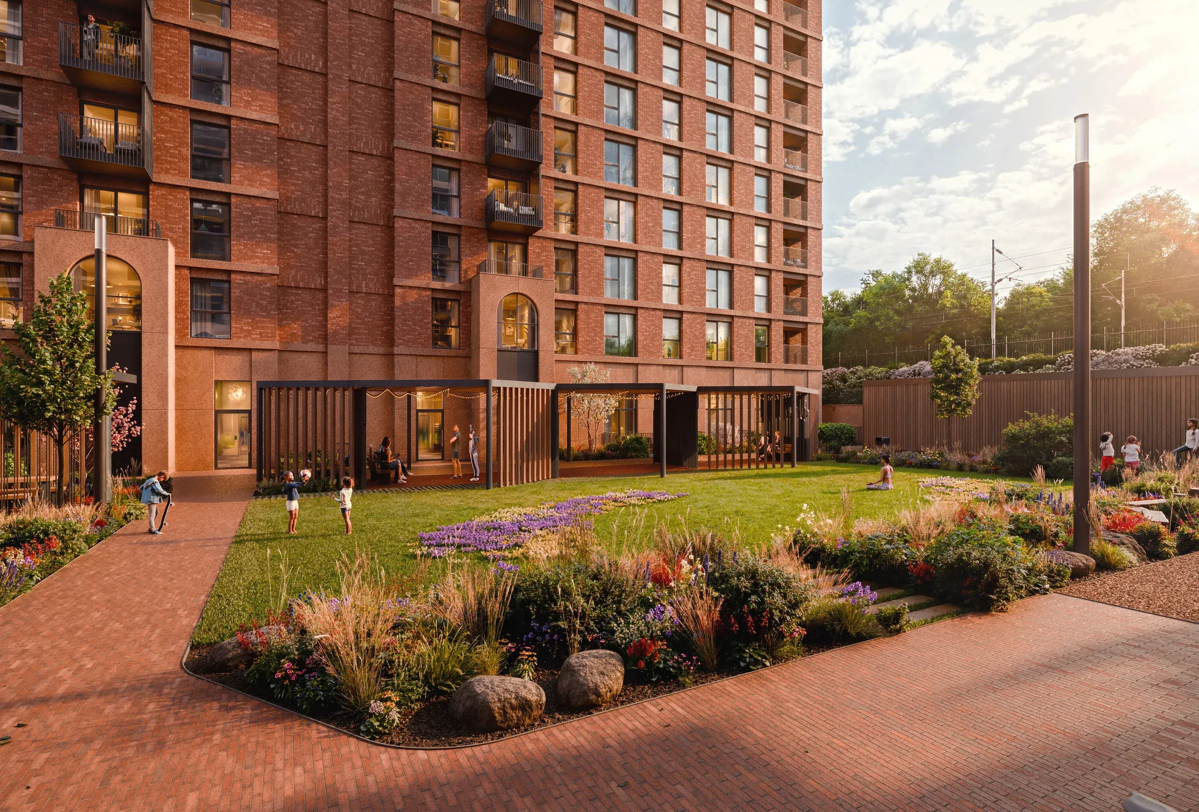 Landscaped garden at Wellington Works